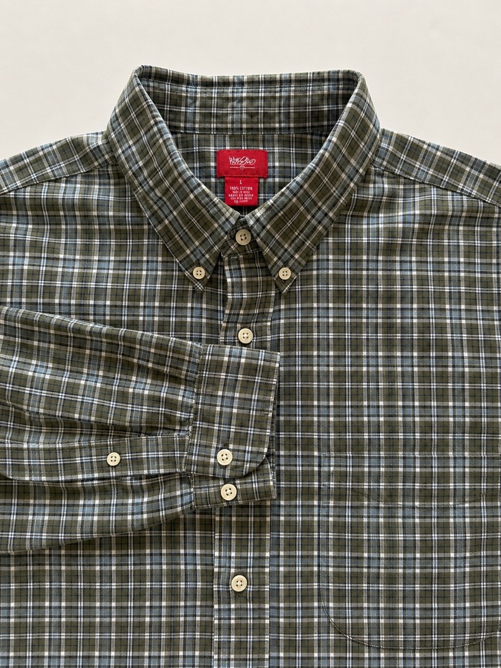 Mossimo Plaid Button-Down Shirt – Men’s Large – 100% Cotton – Blue/Gray Plaid